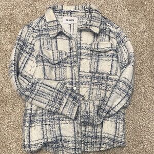 BB Dakota Cream and Blue Checkered Shirt Jacket